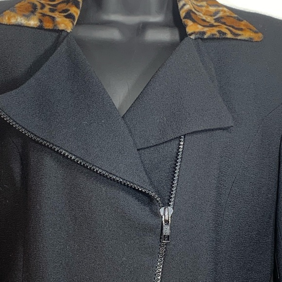 Black Wool Jacket leopard collar size 6 Vintage - Picture 5 of 9